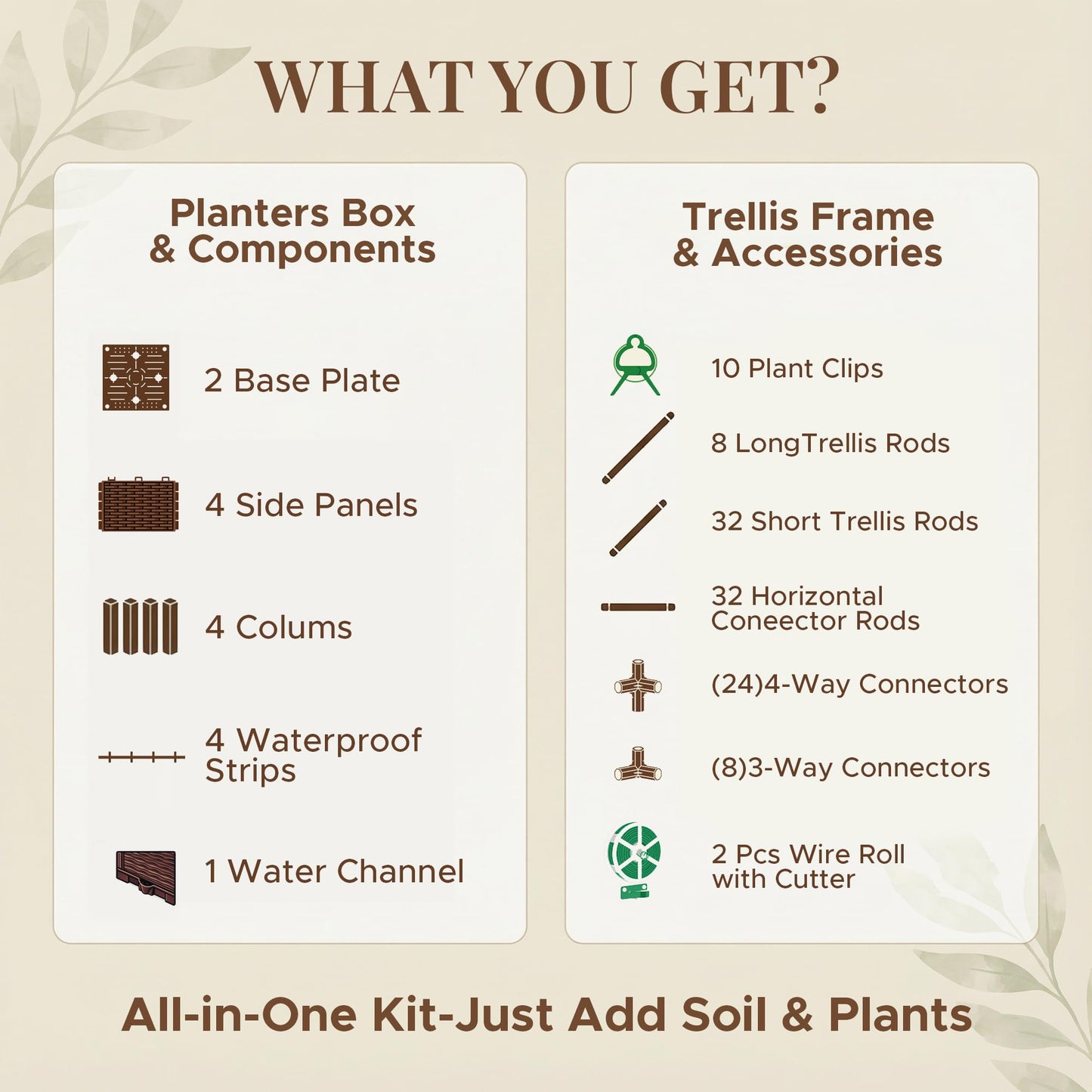 Growia 2 Pack Tomato Planter with Trellis 43 Inch, Self Watering Planter Box with Trellis, Vertical Raised Garden Bed Planter for Climbing Vegetables Indoor Outdoor Patio