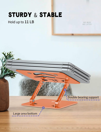 ToBeoneer Laptop Stand, Ergonomic Adjustable Computer Stand for Collaborative Work, Foldable and Portable Heat Sink Computer Stands, Fits up to 15.6-inch Laptops (Orange)