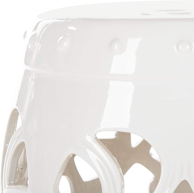 Safavieh Castle Gardens Collection Imperial Vine Antique White Glazed Ceramic Garden Stool