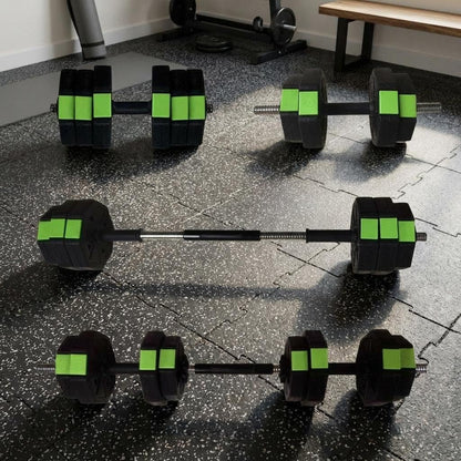 2-In-1 Adjustable Dumbbell Set, 30LB Free Weight Set with Connector,Weights Dumbbells Set Used As Barbell, Fitness Exercise for Home Gym Suitable Men/Women,Green