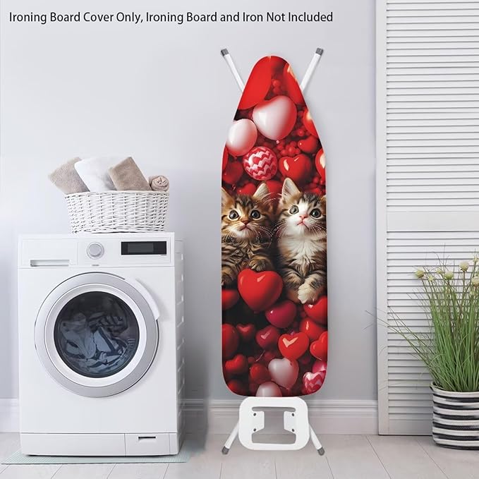 Hearts Cat Ironing Board Cover Heavy Duty Thick Padding Iron Board Covers