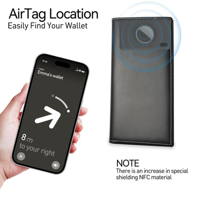 Travel Wallet Passport Holder RFID Blocking Genuine Leather Cover with Smart Tracker Slot RFID Passport Wallet for Family Use (Black)