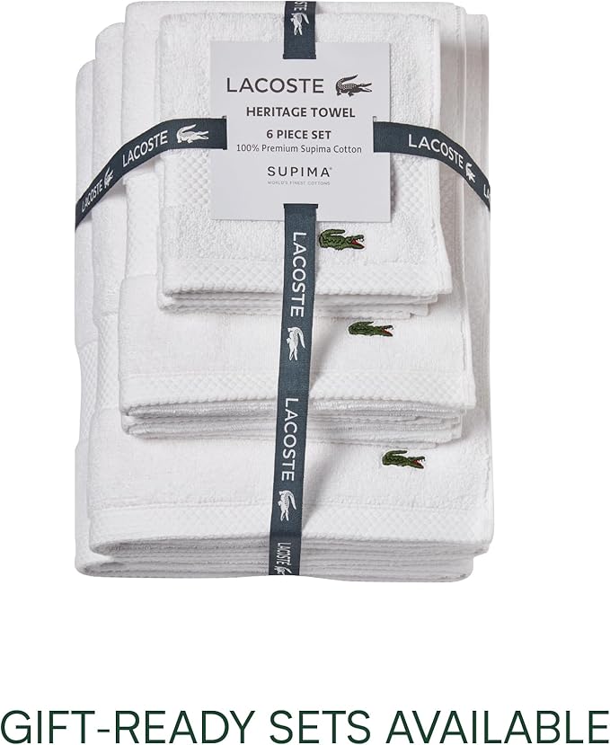 Lacoste Heritage 100% Supima Cotton Wash Cloth, Premium Super Soft Bath Towel
