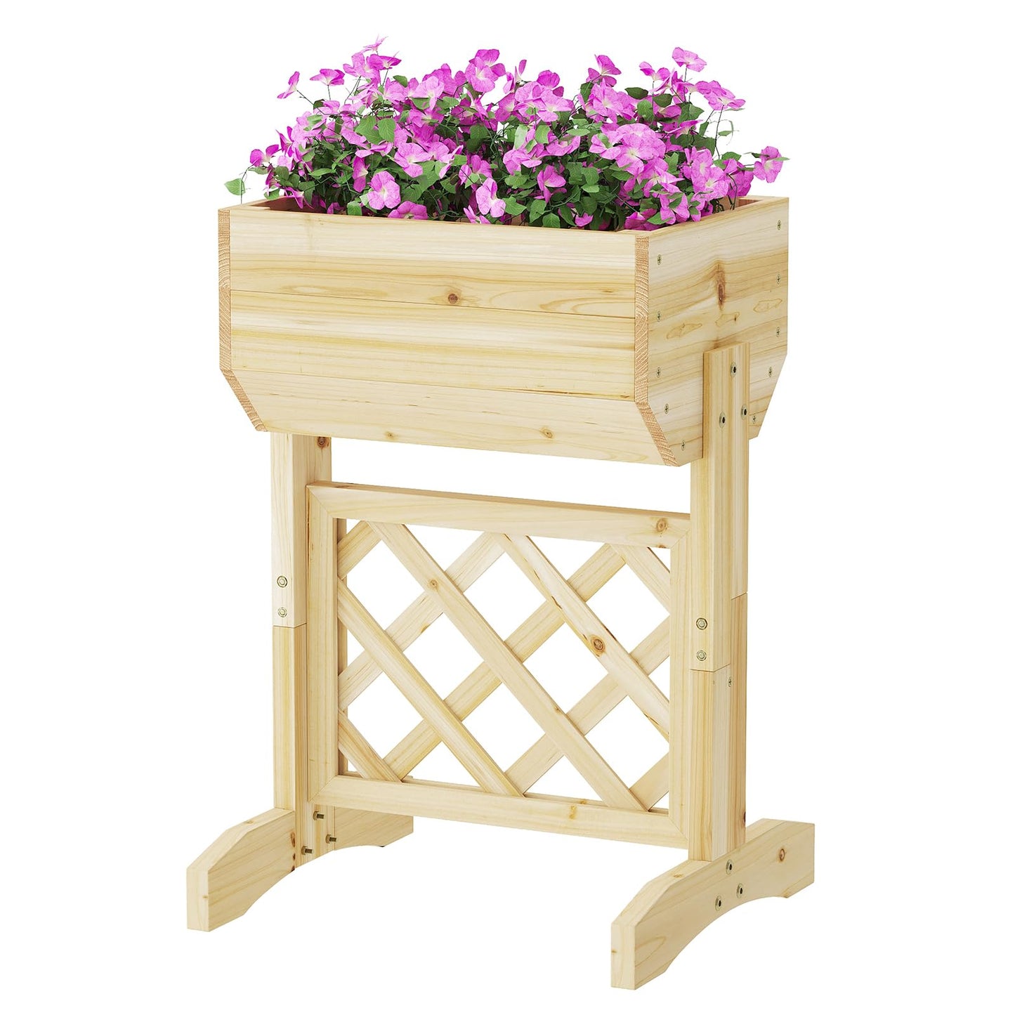 Furshus Wooden Planters for Outdoor Plants, Fence Style Wood Planter Boxes, Backyard Decor, Flower Planters for Flowers Vegetables