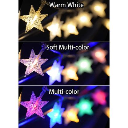 LAMPDREAM Abkshine 25Ft 50LEDs Battery Powered Star Fairy Lights, 8 Modes Warm White Color Changing LED Star String Lights for Wedding, Christmas, Birthday, Halloween, Mother Day