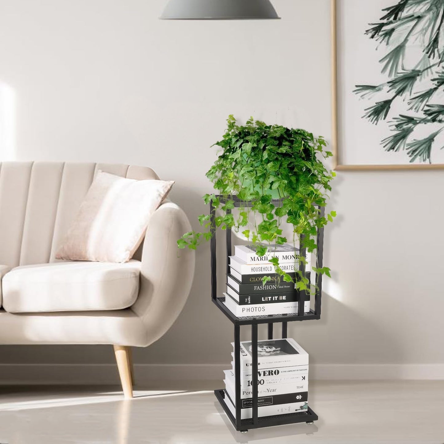 Dophenp 29" Plant Stand Indoor, 3 Tiered Corner with Heavy Duty Metal Mesh Shelf, Modern Decorative Flower Stand for Living Room Garden Patio