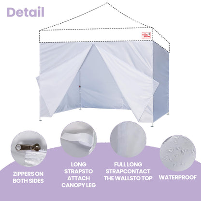 Tradesparker 10x20 Pop up Canopy Sidewall Kit Only, 3 Sidewalls & 1 Doorwall Removable Zipper End Fit for Commercial Instant Tent Canopies,NOT Excluding Top and Frame,Black