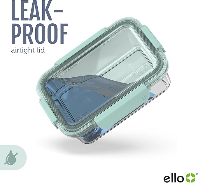 Ello Color Lock 3.4 Cup 10PC, 5 Pack Glass Meal Prep Sets Leak-Proof Glass Food