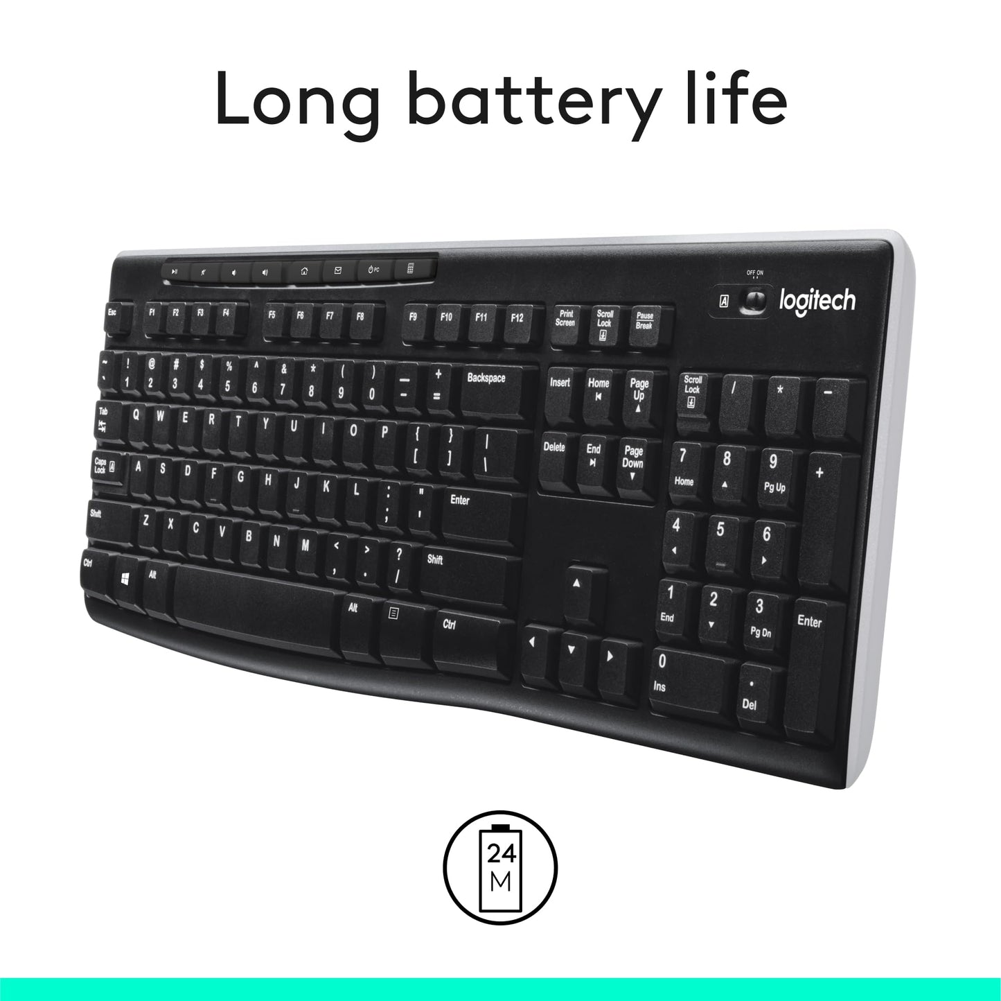 Logitech MK270 Wireless Keyboard and Mouse Combo for Windows, 2.4 GHz, 8 Multimedia Keys, PC, Laptop, Wireless Keyboard Compact Mouse Combo - Black
