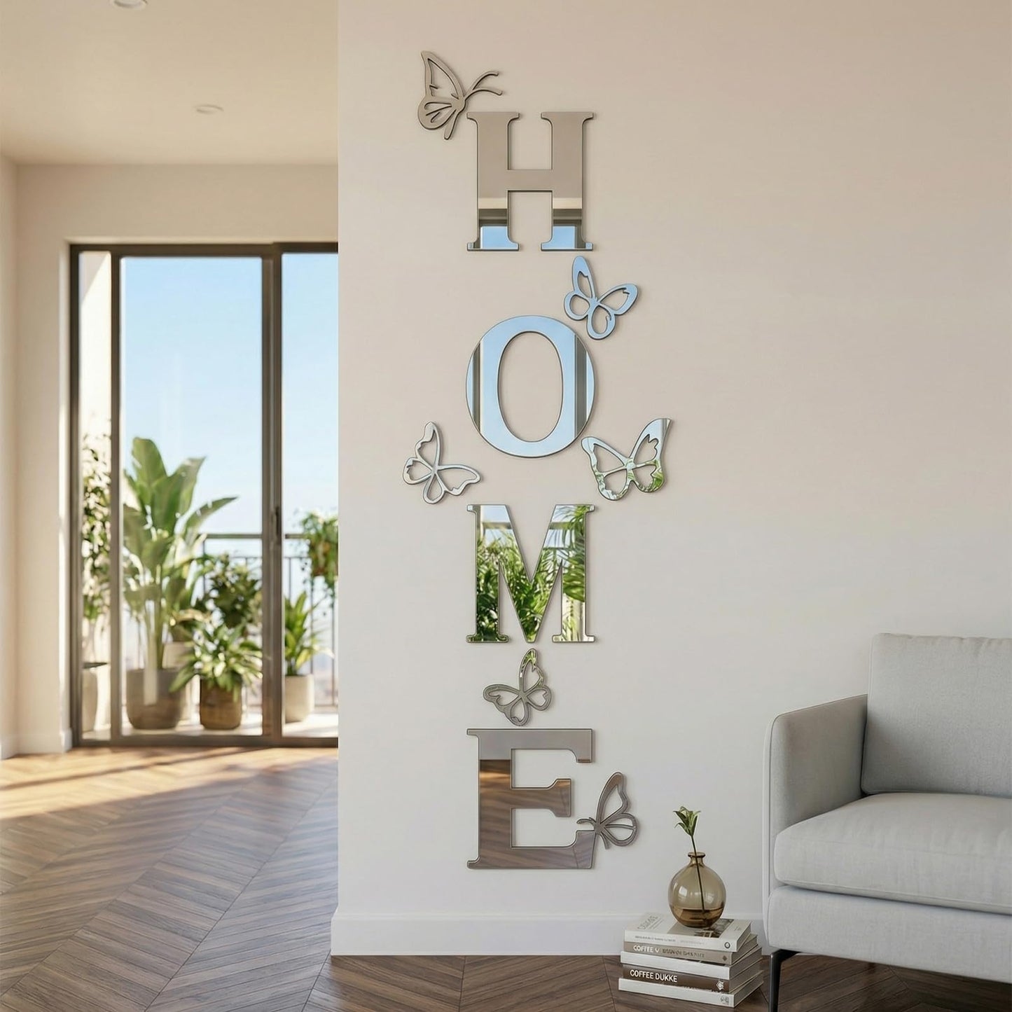 Vaabee Home Wall Decor Signs Letters 10PCS Acrylic Mirror Stickers Family House Decorations for Living Room Bedroom Dining Home Modern Decoracion de Pared para Sala,Silver 59x21 Inch