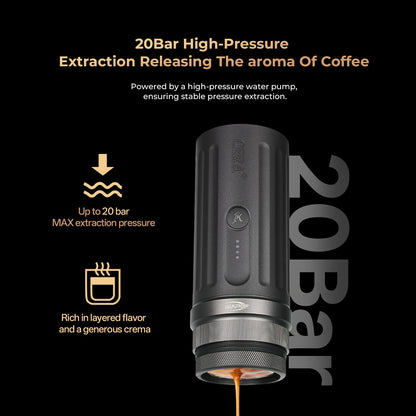 IKAPE KAPO K2 Portable Espresso Machine with Bl uetooth APP Connect & 51mm Bottomless Basket, Electric Coffee Maker 20 Bar Pressure, for Home, Travel, Camping