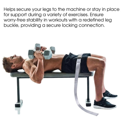 Gym Seatbelt, Leg Extension Lifting Seatbelt, Nordic Hamstring Curl Strap on Bench, 5.6ft L, Buckle Squat Collar for Workouts Machine, Home Gym Stretch & Mobilization Exercise for Men Women (Grey)