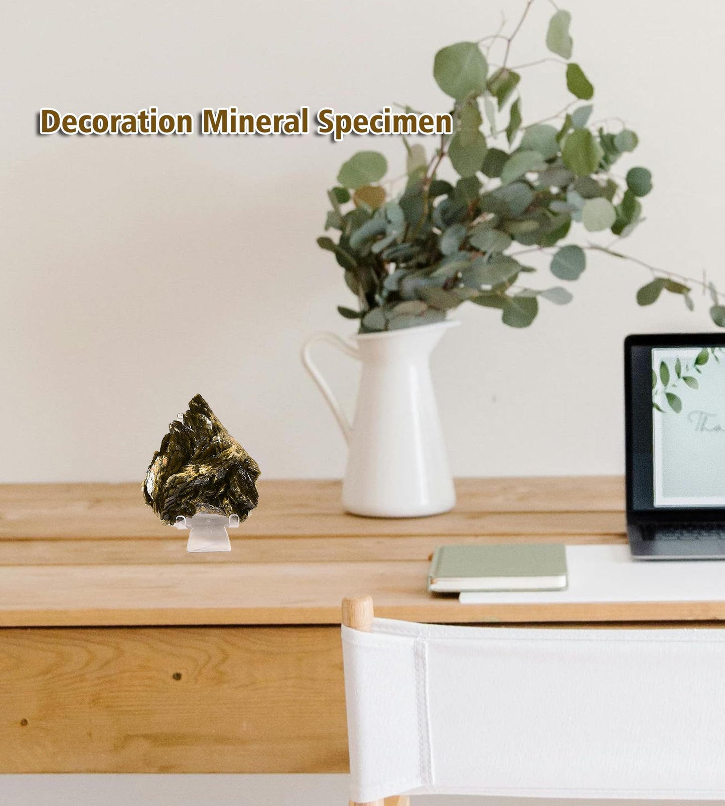 AMOYSTONE Unique Decorative Stone Ornaments Siderite Large Quartz Ore Specimen Indoor Healing Calming Effects for School Geography Classroom (1.3-1.7 Pounds with Rack)
