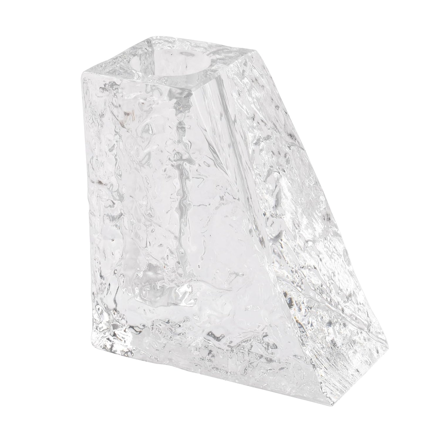 Marvala Crystal Flower Vase with Glacial Texture, Clear, Handcrafted Centerpiece for Wedding, Home Decor, Table Display
