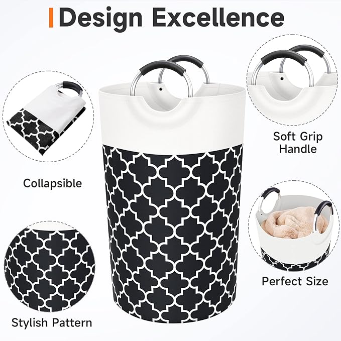 Large Laundry Hampe Basket Washing Bin Clothes Bag Collapsible Tall