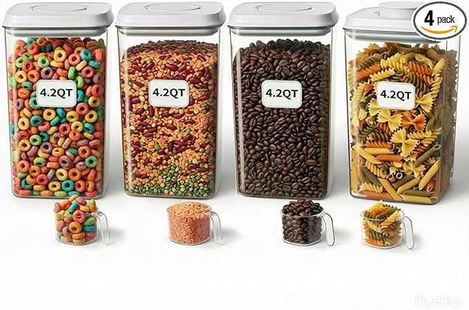 4 Pcs Large Pop Airtight Food Storage Containers Set