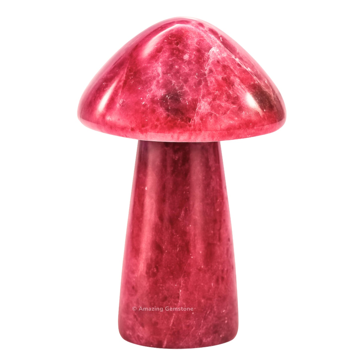 Amazing Gemstone Rhodonite Crystal Mushroom Decor Aesthetic Small Crystals - 2" Little Mushroom Decorations for Home, Office, Room Table Mini Crystals Stone Mushrooms DIY Gifts