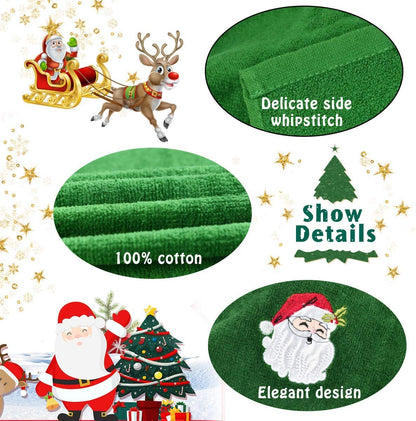 SamfuLoge Christmas Handkerchief, 3-Pack Decorative dishwashing Towel Set, 100% Cotton washbasin Towel for Drying, Cleaning, Cooking, and Baking, Embroidered Christmas Element Design Towel Gift Set