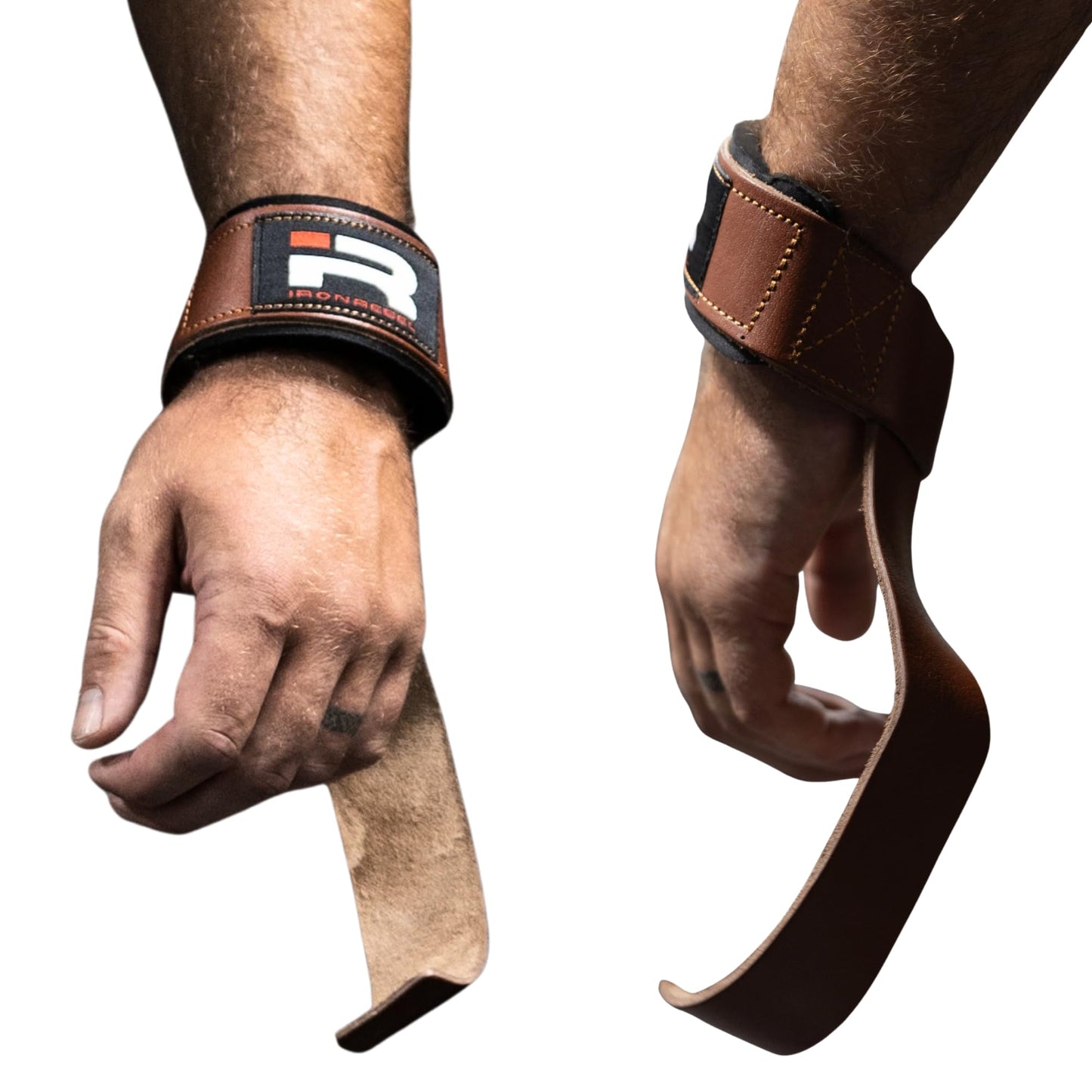 Iron Rebel Leather Lifting Straps (Pair) - Premium Heavy Duty Leather Wrist Straps for Weightlifting, Bodybuilding & Powerlifting - Durable Leather Gym Straps for Deadlifts & Pull-Ups - Men & Women