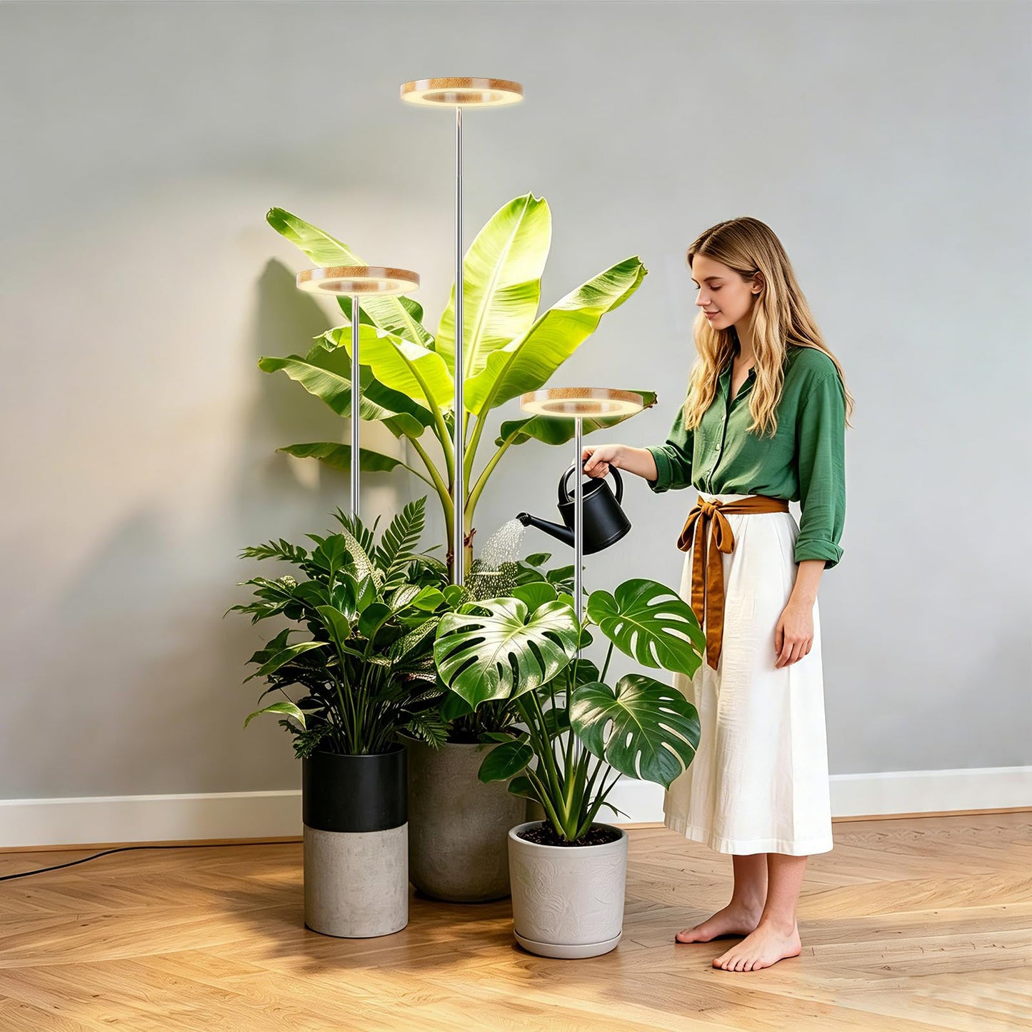 LPMZMBL 3 Packs Grow Lights for Indoor Plants,Plant Grow Light,80 LEDs Full Spectrum Plant Lights for Indoor Growing with 6/12/16H Timer-WG3
