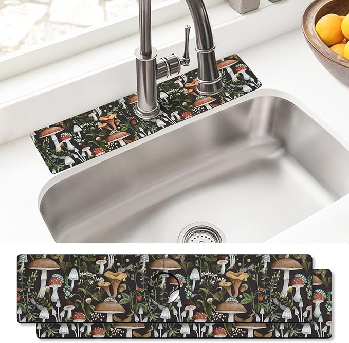 Sink Faucet Absorbing Mat, 2 Pack Drying Mat Around Faucet Sink Splash Guard