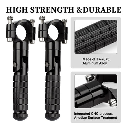 XINGWU 1.25" Foldable Motorcycle Highway Foot Pegs Universal for 32mm Crash Bars CNC Anti-Slip Foot Rest Pedals for Harley Davidson Touring Honda Yamaha Suzuki Motorbike Electric Dirt Pit Bike(Black)