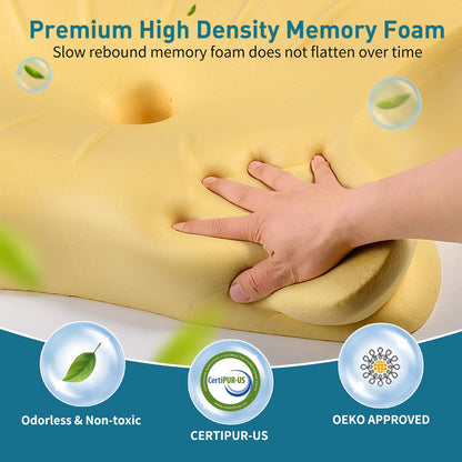 Cervical Pillow for Neck Pain Relief - Ergonomic Neck Pillow for Sleeping Contour Memory Foam Pillows with Cooling Pillowcase, Orthopedic Bed Pillow for Side Back Stomach Sleepers