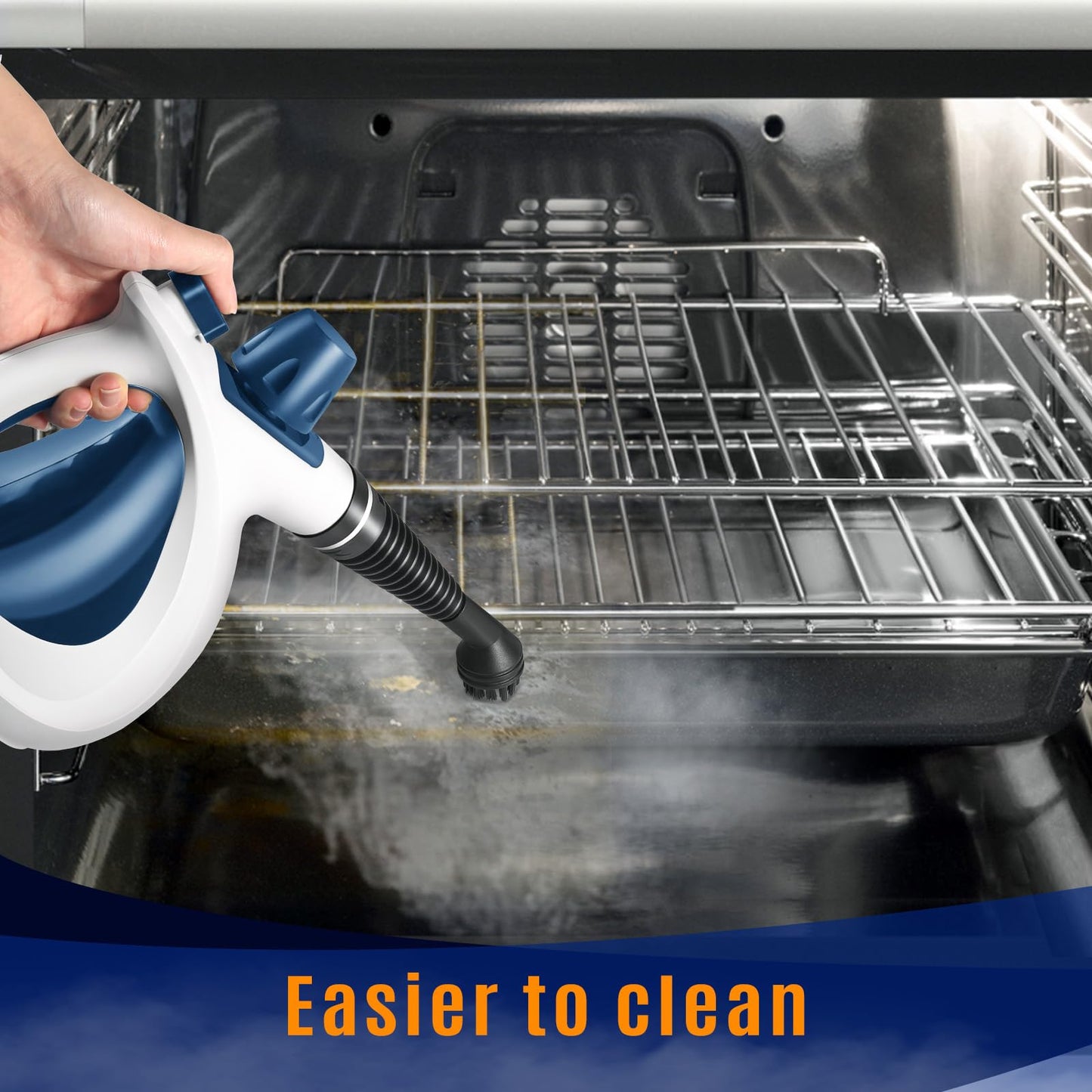 Pressurized Handheld Multi-Surface Natural Steam Cleaner with 12 pcs Accessories, Multi-Purpose Steamer for Home Use, Steamer for Cleaning Floor, Upholstery, Grout and Car (Grey)