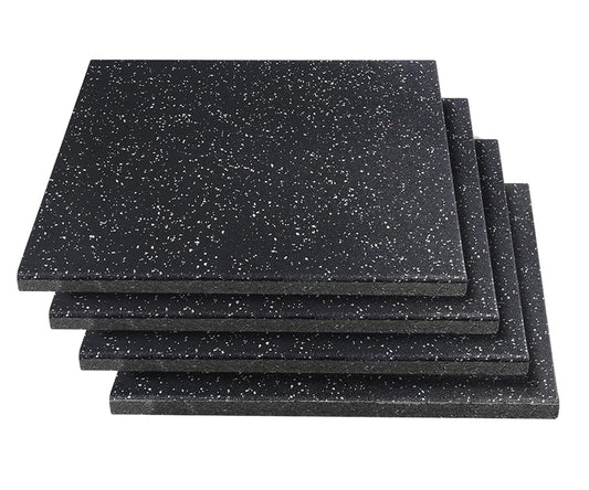 MYOYAY 4 Pack Interlocking Tile 20" x 20”x 1”Heavy Duty Rubber Flooring Mat Anti-Vibration Anti-Slip Exercise Mats for Gym Equipment and Cushion for Workouts, Cover 11.12 Sq.Ft…