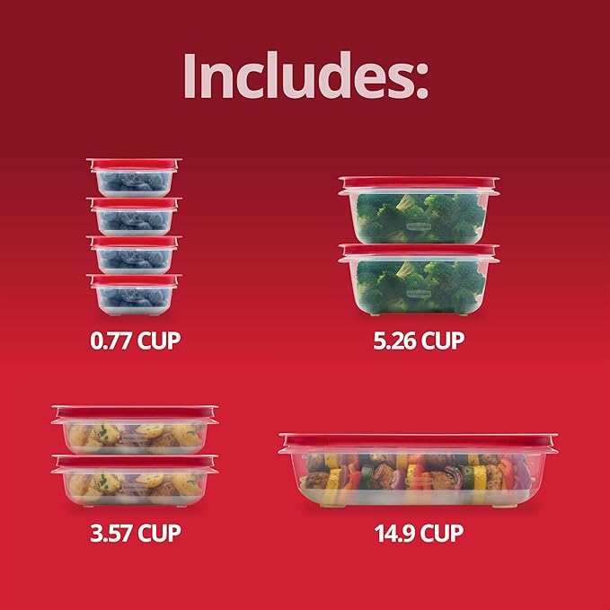 Rubbermaid EasyStore Large Containers, 18-Piece Set, Food Storage Containers