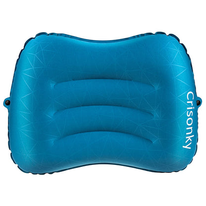 Crisonky Camping Pillow - Inflatable Pillow - Travel Pillows for Backpacking & Airplane, Lumbar Support 2.0 Blow Up Pillow, Ultralight Compressible, Comfortable, Ergonomic Pillows