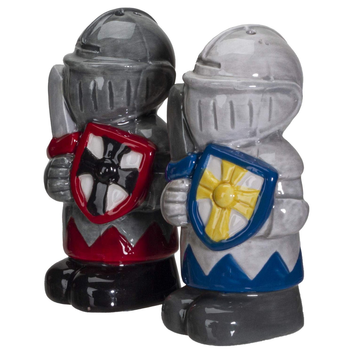 White And Black Knights Ceramic Salt and Pepper Shakers Set