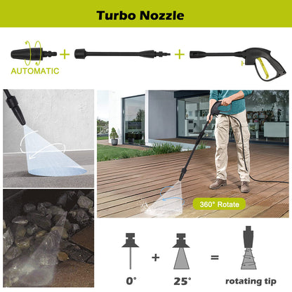 Stream Pressure Washer, 1650W 135Bar 420L/H Portable Pressure Washer Jet Washer with Patio Cleaner, Power Pressure Washers with Snow Foam Water Tank Adjustable Nozzle for patio and Car