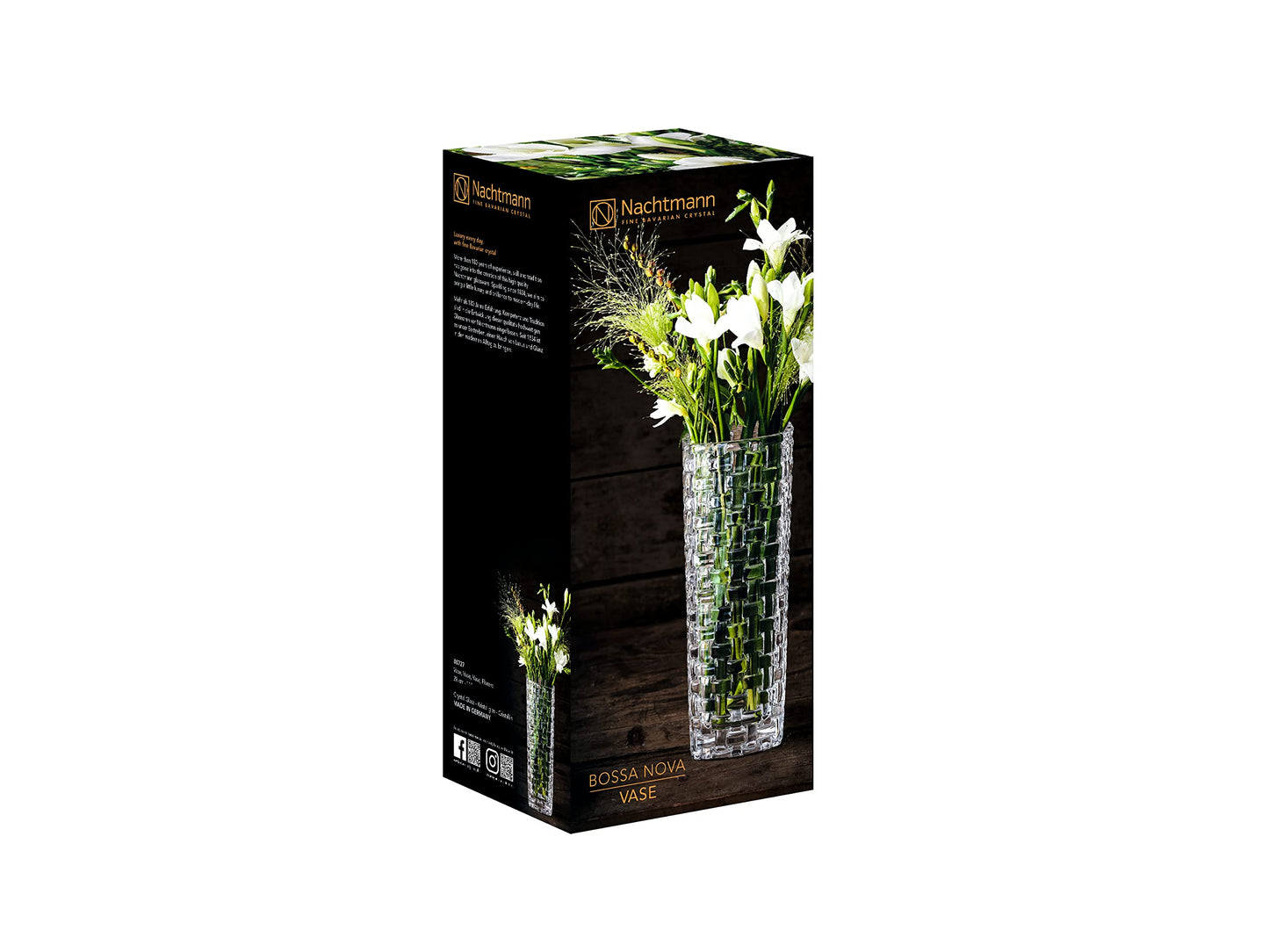Nachtmann Bossa Nova Crystal Vase, Clear Glass, 11- Inch, Decorative Flower Vase, Anniversary, Wedding, and Housewarming Gift, Dishwasher Safe