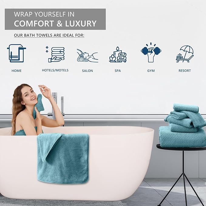 Extra Large Bath Towel Set of 4, Oversized Bath Sheet Super Soft Highly