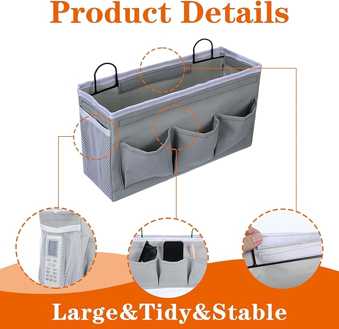 4pcs 3-pockets Wall Hanging Storage Bag, Bedside Caddy Organizer Bags, Bed