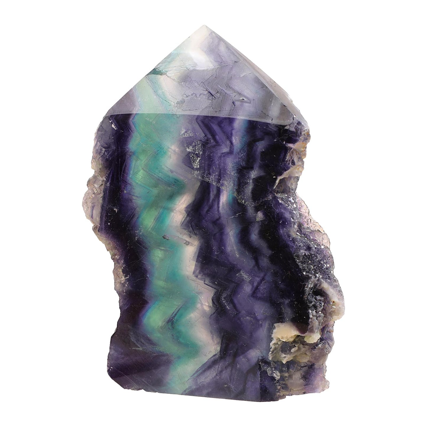mookaitedecor 0.44-0.77 LB Natural Fluorite Crystal Obelisk Tower Specimen, Irregular Rough Stone Mineral Slab for Healing Meditation Home Decor