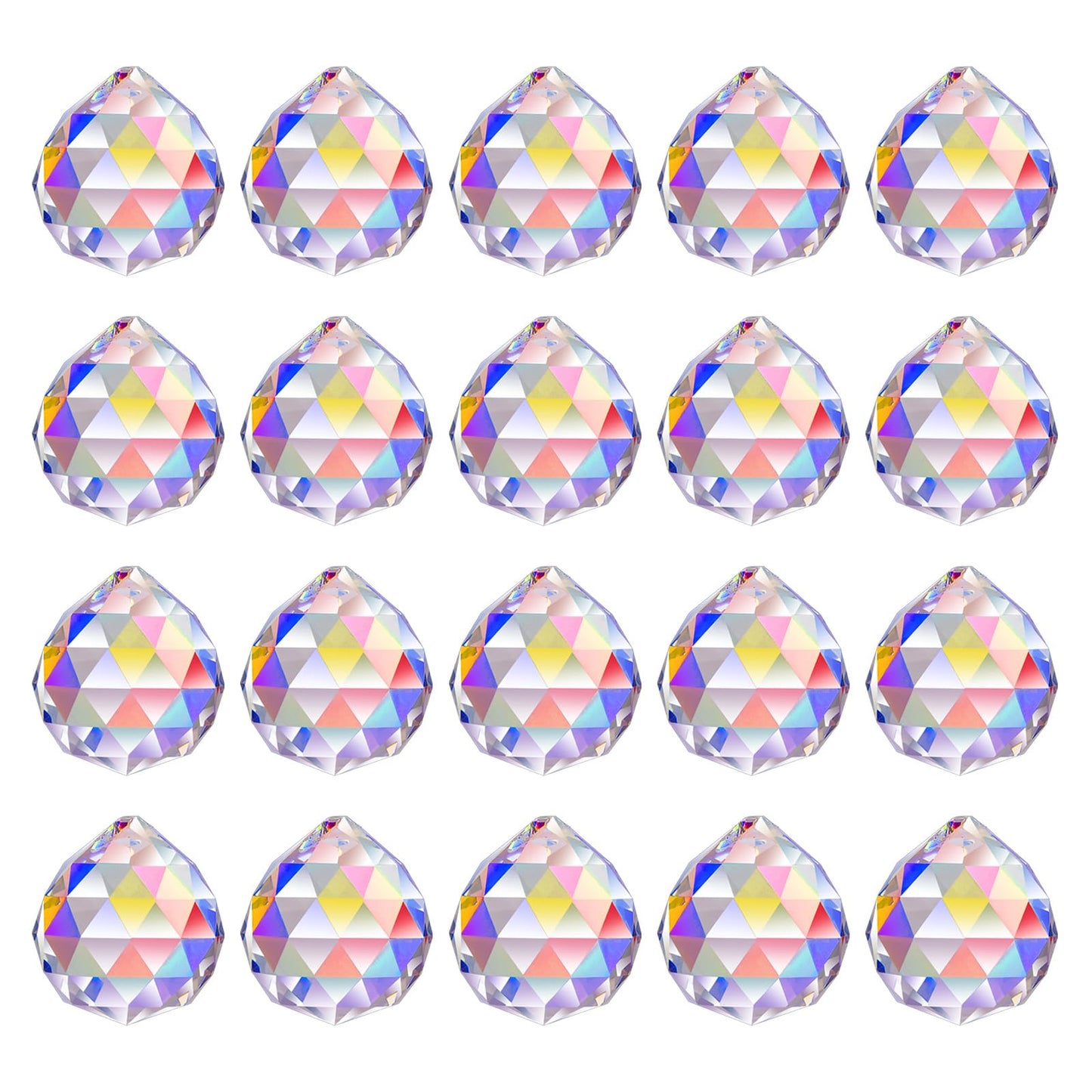 MerryNine 30mm/1.18" 20pack Crystal Ball Prism Sunshine Catcher Rainbow Pendants Maker, Hanging Crystals Prisms for Windows, for Feng Shui, for Gift (AB Color)