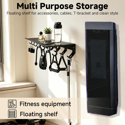Dafftos Floating Shelf Compatible with Tonal Accessories Home Gym Storage Rack Wall Mount Resistance Band Organizer Workout Metal Holder Hook T-Bracket Lock Adapters Hanger Equipment Fitness