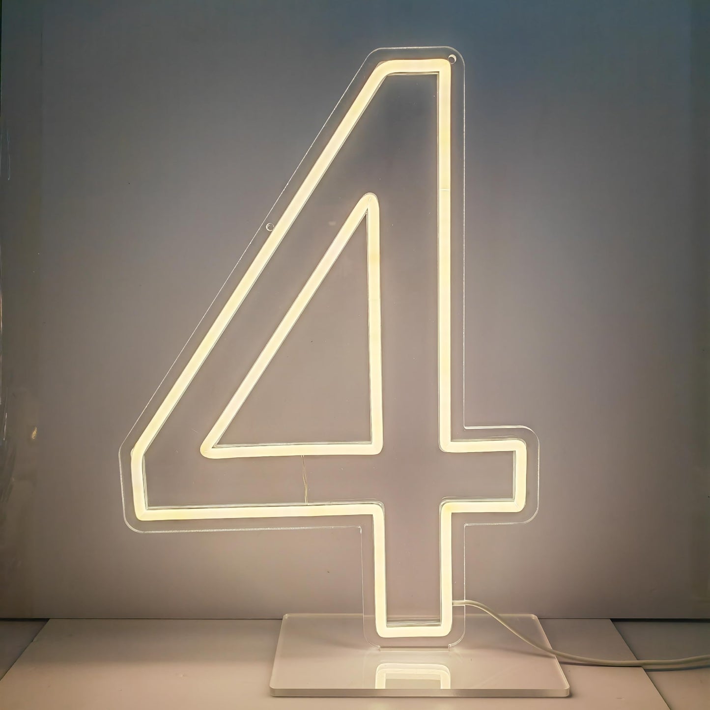 Neon Signs Number 4 Birthdays Decor Neon Lights Party USB Plus Battery Case Light up your baby's birthday with our Neon Number Four Sign (Number 4-Warm White)