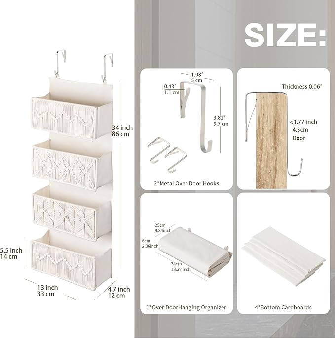 ANTIS'S HOME Nursery Over The Door Organizer Boho Decor Nursery Storage