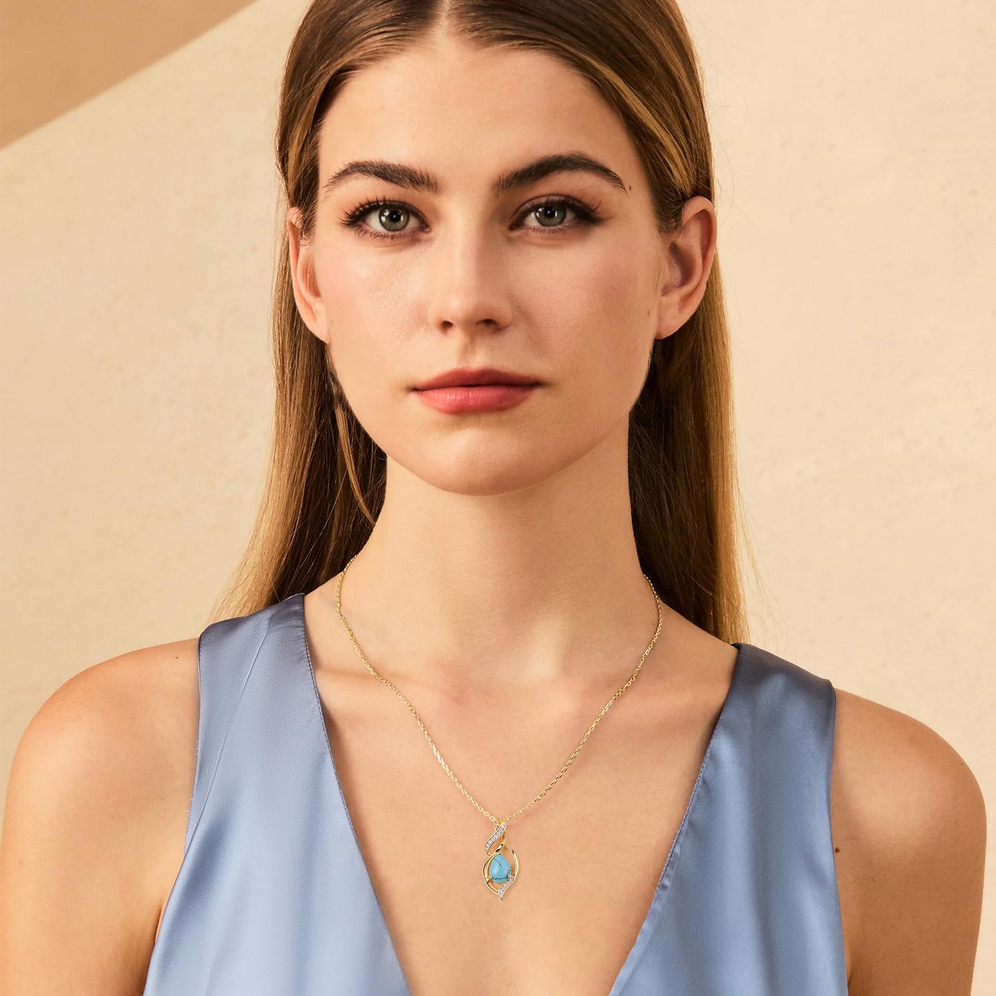 FANCIME 14K Gold Plated December Birthstone Necklace for Women Turquoise Teardrop Necklace Sterling Silver Infinity Love Birthday Gifts for Mom Women, 16"+2" Inches