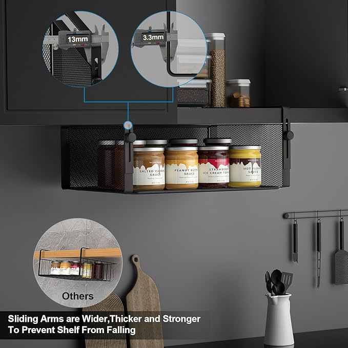 2Pack Under Shelf Basket Organizer, Adjustable Hanging Holder