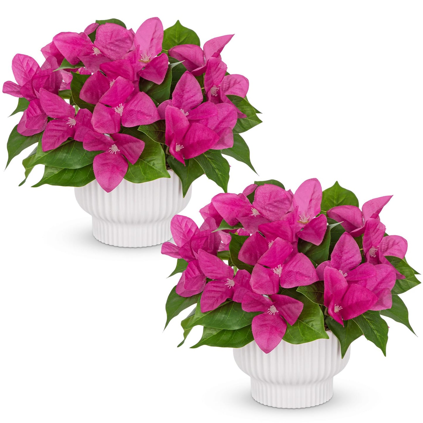 Nature Crafted 2 Pack Artificial Bougainvillea Plant with Pot, Fake Bougainvillea Flower Potted Plant for Indoor Home Living Room Office Wedding Party Tabletop Decoration, Pink