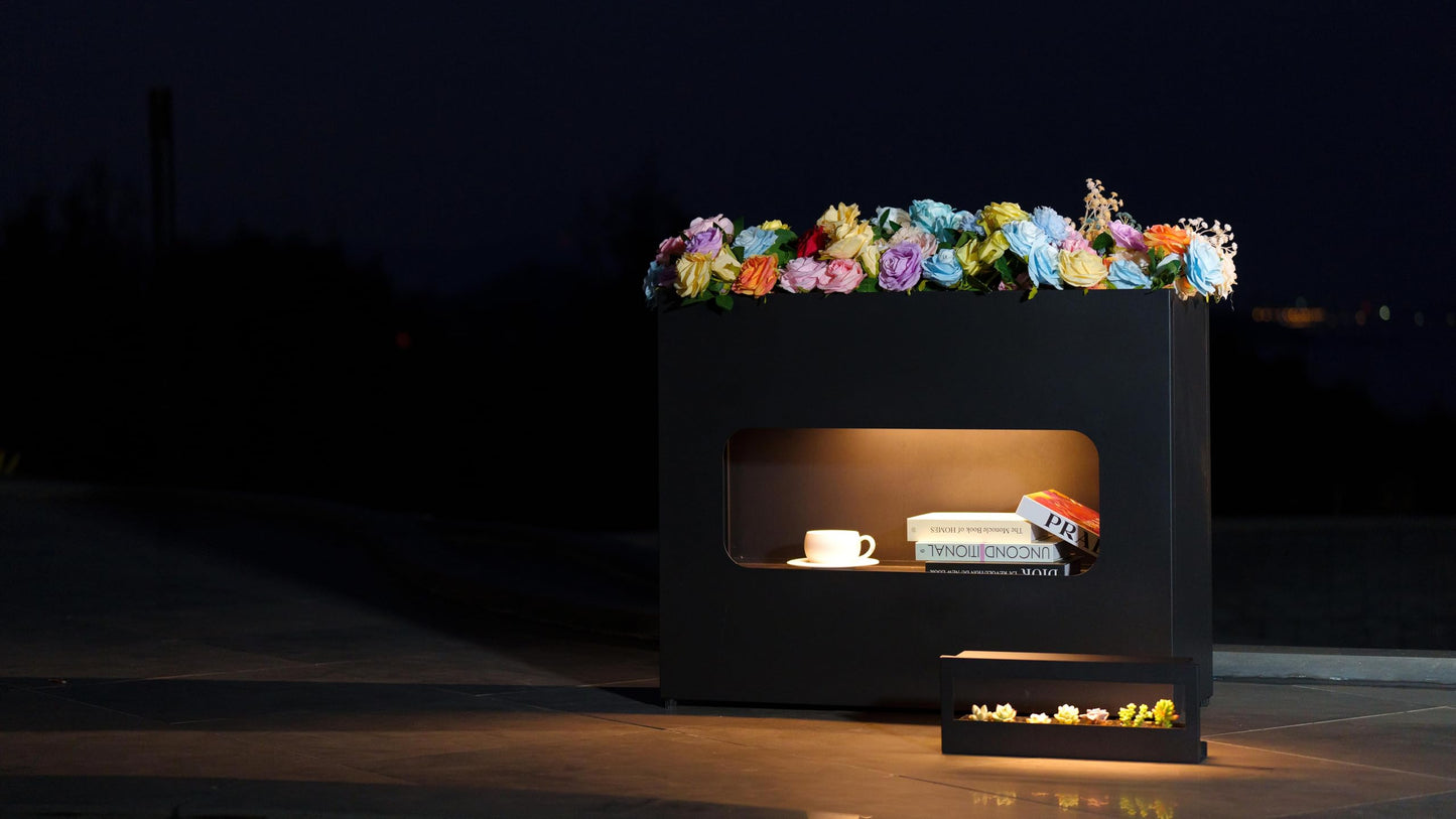 Turviaspact 36x12x28IN Metal Planter Box with LED Intelligence Light Large Black Rectangular Planters for Plant Pots,Plants,Flowers,Privacy Planter for Patio,Front Porch,Balcony,Garden