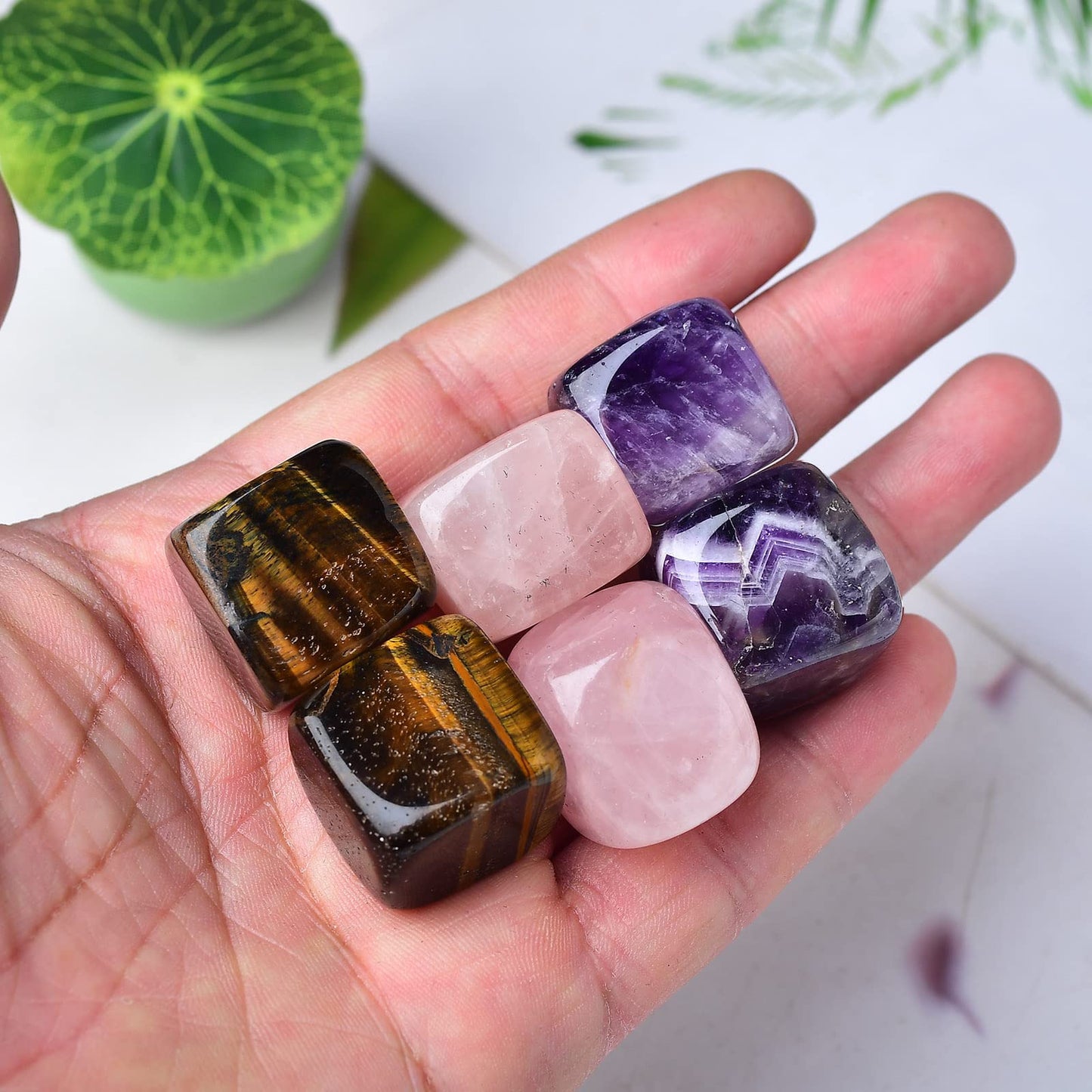 FZBHRO Whiskey Stones Chilling Crystal Ice Cubes for Drinks Whiskey Rocks 0.7-0.8" Wine Cubes Gifts for Women Multi Quartz Set of 6
