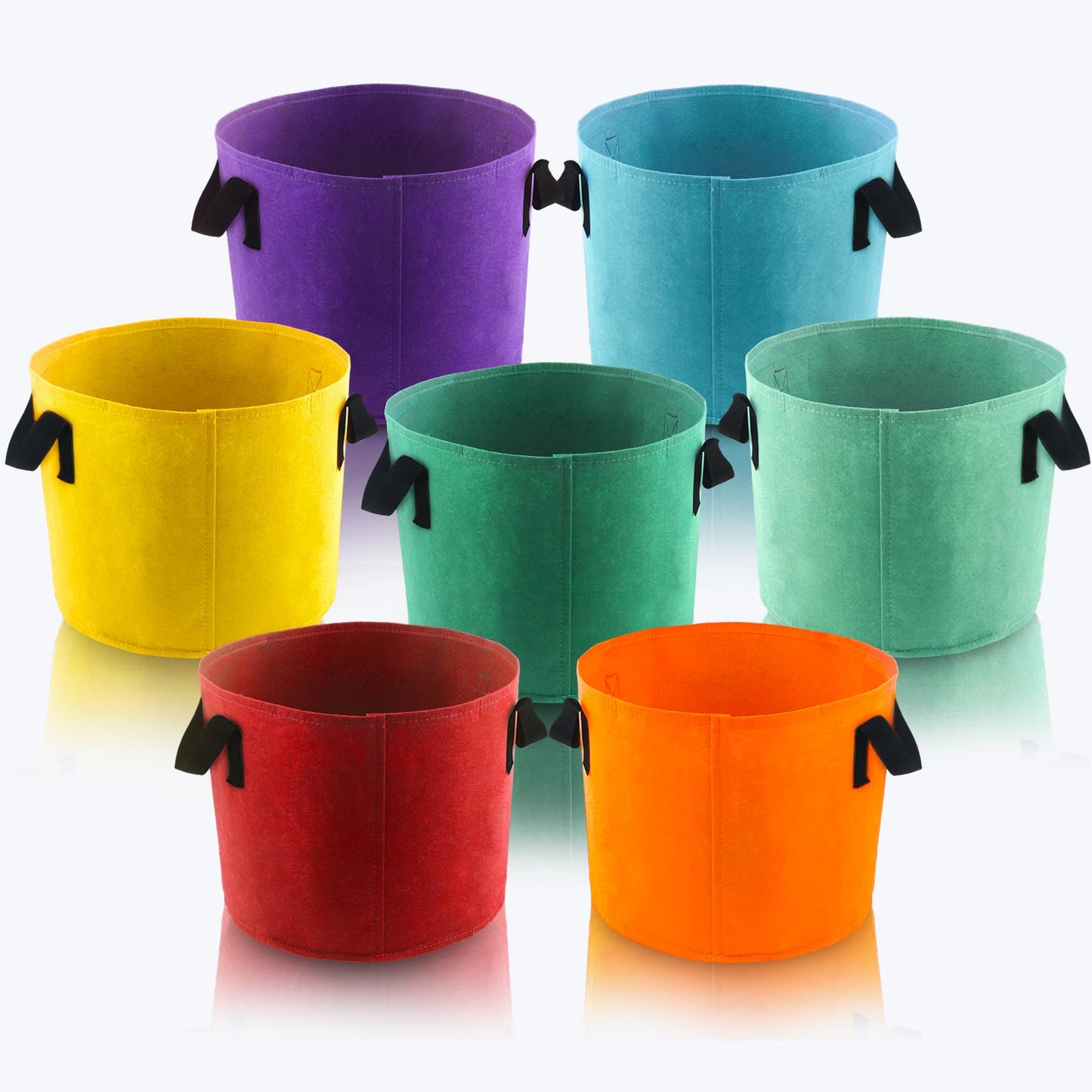 Sinimaka 15 Gallon Grow Bags, 7 Pack Colorful Fabric Plant Pots with Handles for Garden and Outdoor Planting