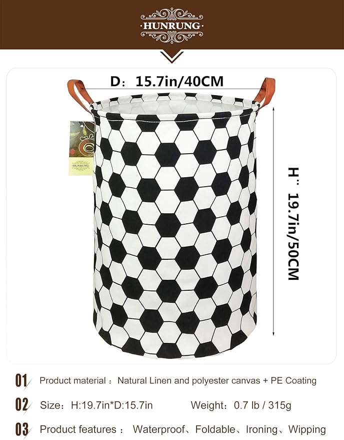 HUNRUNG Laundry Hamper, Large Canvas Fabric Lightweight Storage Basket Toy