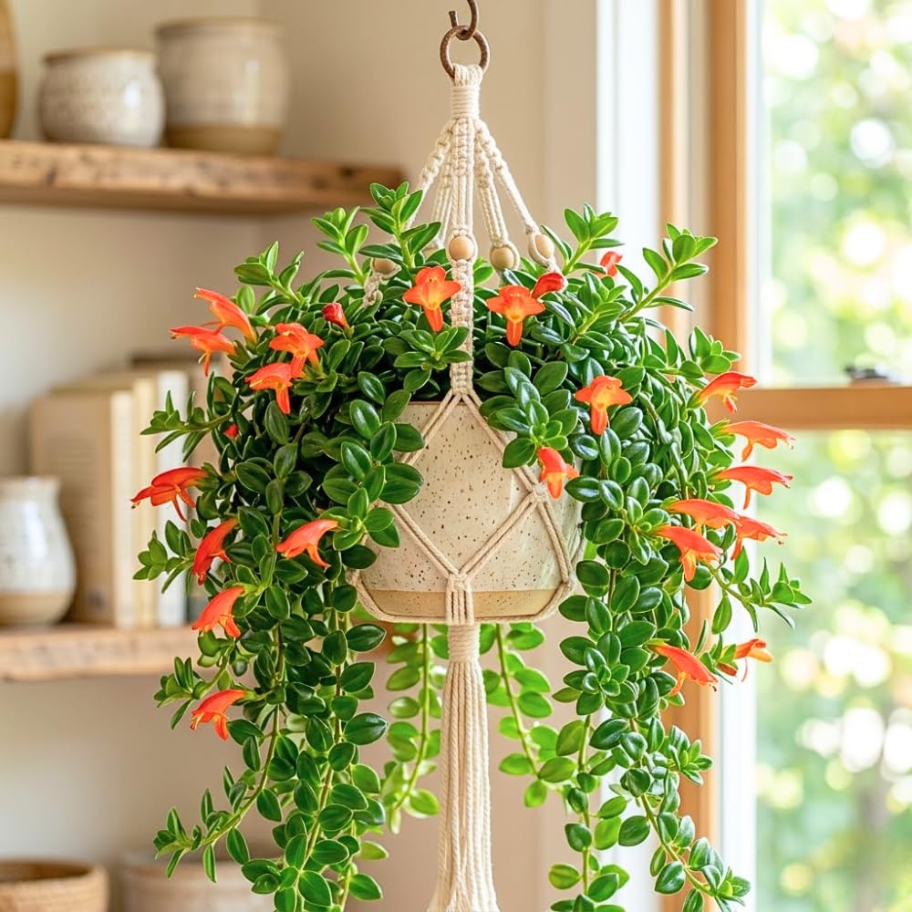 Goldfish Plants Live Houseplants, 4-7 Inches Tall in 4 Inch Pot, Trailing Goldfish Plant Live, Bright Orange Flowers Indoor Plant for Home Decor