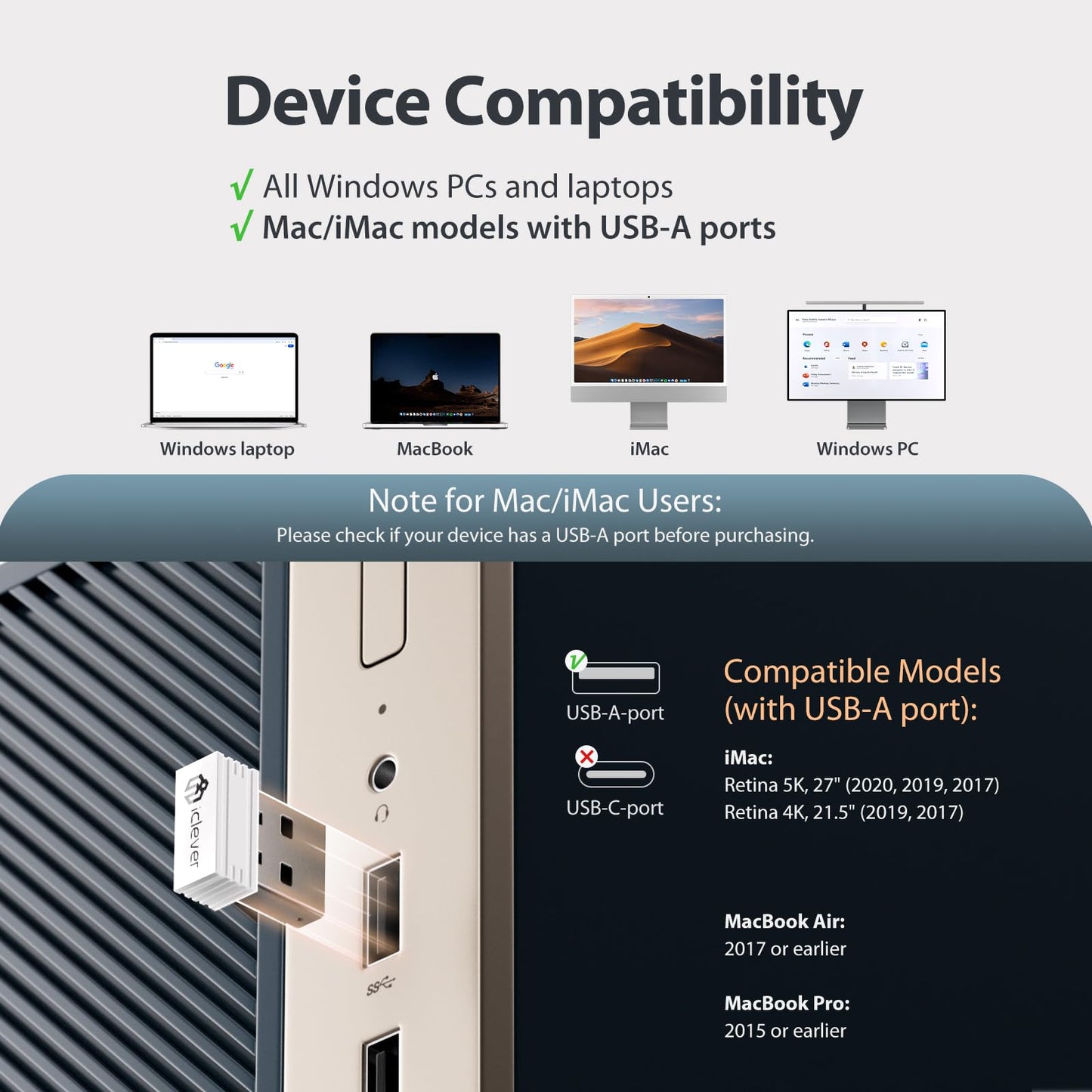 iClever GK03 Wireless Keyboard & Mouse Combo for Mac & Windows, 2.4G Rechargeable Wireless Keyboard Mouse, Silent Keys, Full Size, Portable Slim Ergonomic Design, QWERTY UK Layout, Silver and White